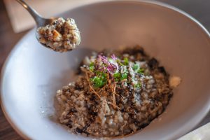 Dish,Delicious,Black,Truffle,Risotto,.,Traditional,Italian,Risotto,Blending