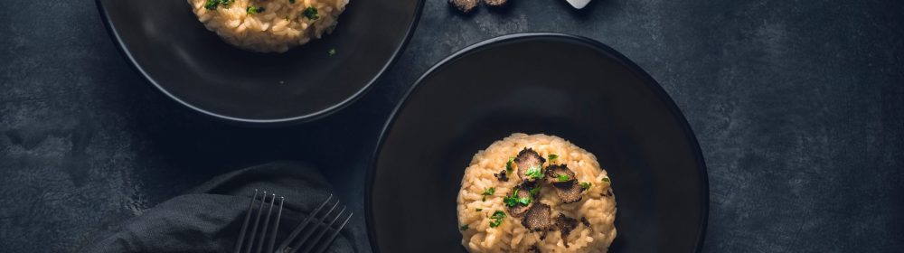 Black,Truffle,Risotto,Recipe.,Autumn,Creamy,Consistency,Risotto,In,Stylish
